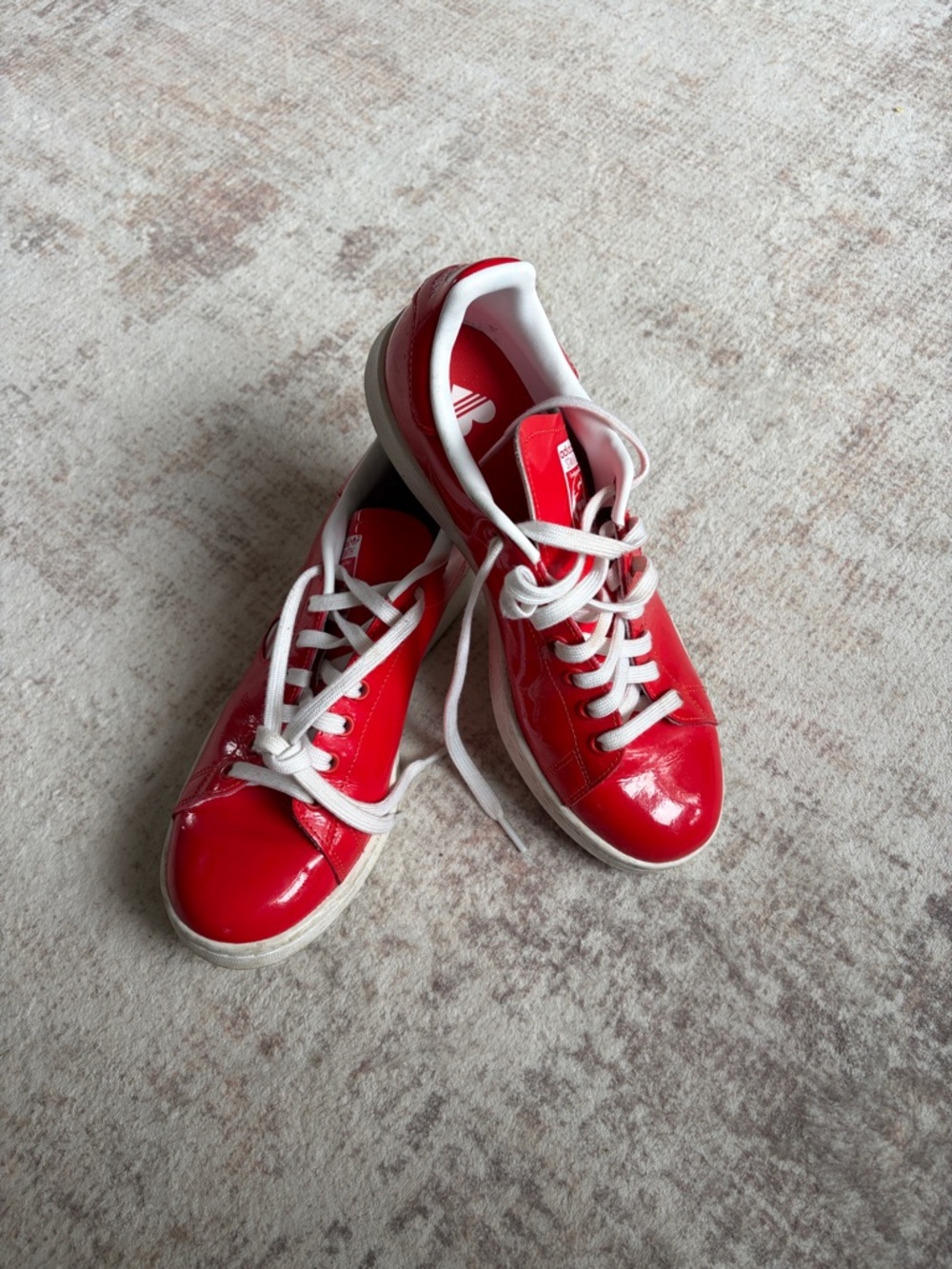 Red Patent Leather Women's Sneakers - Casual Lace-Up Comfort